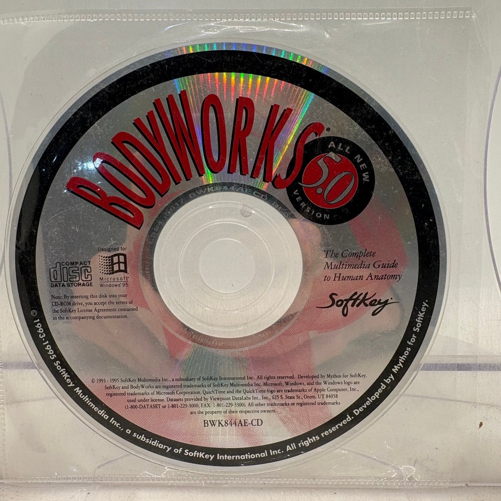 SoftKey BodyWorks 5.0 CD-ROM Windows 95 Human Anatomy Multimedia Guide